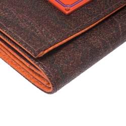 Pre Owned Etro Brown Paisley Coated Canvas Trifold Wallet
