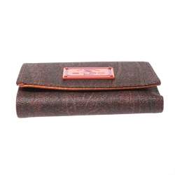 Pre Owned Etro Brown Paisley Coated Canvas Trifold Wallet