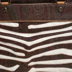Pre Owned Etro Brown Paisley Printed Coated Canvas and Leather Tote