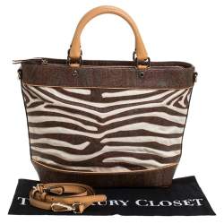 Pre Owned Etro Brown Paisley Printed Coated Canvas and Leather Tote