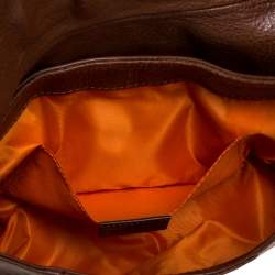 Pre Owned Etro Brown Leather Braided Handle Tassel Shoulder Bag