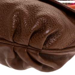 Pre Owned Etro Brown Leather Braided Handle Tassel Shoulder Bag