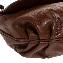 Pre Owned Etro Brown Leather Braided Handle Tassel Shoulder Bag