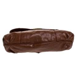 Pre Owned Etro Brown Leather Braided Handle Tassel Shoulder Bag