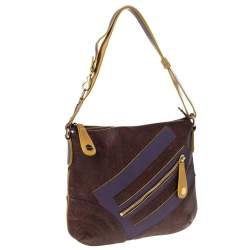 Etro Purple/Yellow Paisley Coated Canvas Crossbody Bag