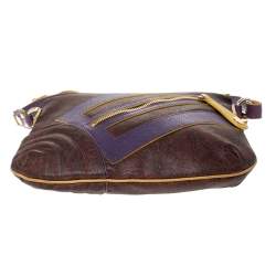 Etro Purple/Yellow Paisley Coated Canvas Crossbody Bag