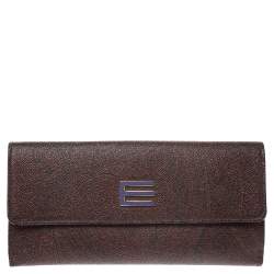 Etro Brown Paisley Print Coated Canvas Continental Wallet