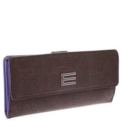 Etro Brown Paisley Print Coated Canvas Continental Wallet