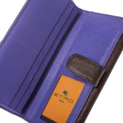 Etro Brown Paisley Print Coated Canvas Continental Wallet