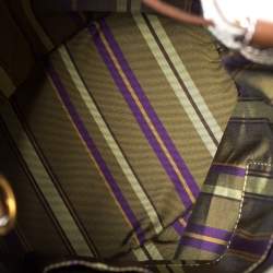 Etro Brown/Beige Printed Jacquard Fabric and Leather Drawstring Bag