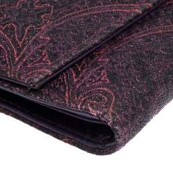 Pre Owned Etro Purple Paisley Nylon Continental Wallet