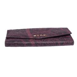 Pre Owned Etro Purple Paisley Nylon Continental Wallet