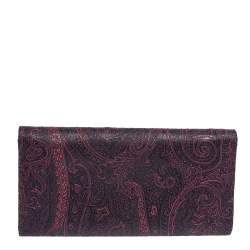 Pre Owned Etro Purple Paisley Nylon Continental Wallet
