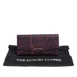 Pre Owned Etro Purple Paisley Nylon Continental Wallet