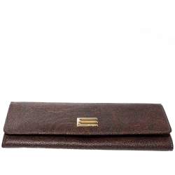 Pre Owned Etro Brown Paisley Print Coated Canvas Continental Wallet