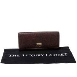 Pre Owned Etro Brown Paisley Print Coated Canvas Continental Wallet