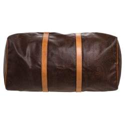 Pre Owned Etro Paisley Coated Canvas and Leather Weekender Duffel Bag