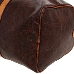 Pre Owned Etro Paisley Coated Canvas and Leather Weekender Duffel Bag