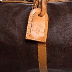 Pre Owned Etro Paisley Coated Canvas and Leather Weekender Duffel Bag