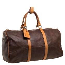 Pre Owned Etro Paisley Coated Canvas and Leather Weekender Duffel Bag