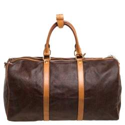 Pre Owned Etro Paisley Coated Canvas and Leather Weekender Duffel Bag