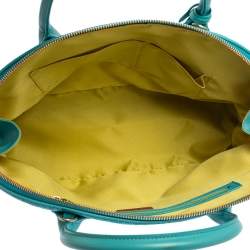 Pre Owned Etro Blue Paisley Embossed Leather Satchel