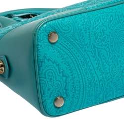 Pre Owned Etro Blue Paisley Embossed Leather Satchel