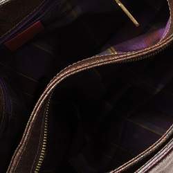 مملوكة مسبقًا Etro Brown/Purple Paisley Printed Canvas and Lizard Embossed Leather Tote