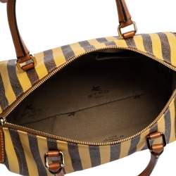 مملوكة مسبقًا حقيبة إيترو بولر كانفاس مقوى طباعة بيزلي مخططة صفراء/ بنية