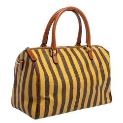 مملوكة مسبقًا حقيبة إيترو بولر كانفاس مقوى طباعة بيزلي مخططة صفراء/ بنية