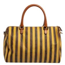 مملوكة مسبقًا حقيبة إيت رو بولر كانفاس مقوى طباعة بيزلي مخططة صفراء/ بنية