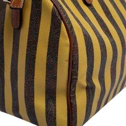 مملوكة مسبقًا حقيبة إيترو بولر كانفاس مقوى طباعة بيزلي مخططة صفراء/ بنية