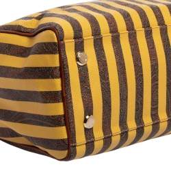 مملوكة مسبقًا حقيبة إيترو بولر كانفاس مقوى طباعة بيزلي مخططة صفراء/ بنية