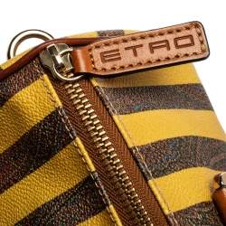 مملوكة مسبقًا حقيبة إيترو بولر كانفاس مقوى طباعة بيزلي مخططة صفراء/ بنية