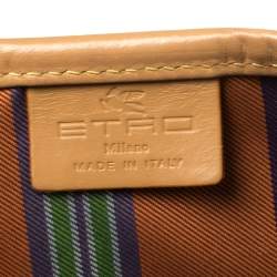 مملوكة مسبقًا حقيبة يد إيترو شوبر جلد و كانفاس مقوى مطبوع بايزلي بني 