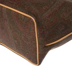 مملوكة مسبقًا حقيبة يد إيترو شوبر جلد و كانفاس مقوى مطبوع بايزلي بني 