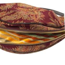 Pre Owned Etro Multicolor Paisley Canvas and Velvet Zip Detail Hobo