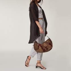Pre Owned Etro Multicolor Paisley Canvas and Velvet Zip Detail Hobo