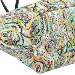 Pre Owned Etro White Mulitcolor Paisley Print Coated Canvas Tote