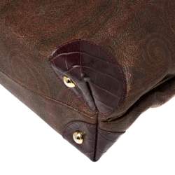 Etro Tricolor Paisley Coated Canvas and Croc Embossed Leather Shoulder Bag