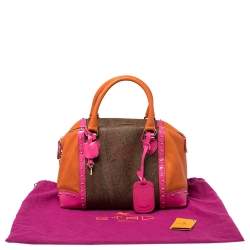 Etro Multicolor Coated Canvas And Leather Satchel