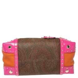Etro Multicolor Coated Canvas And Leather Satchel