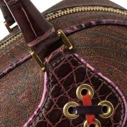 Etro Multicolor Paisley Print Coated Canvas and Leather Eyelet Satchel 