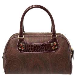 Etro Multicolor Paisley Print Coated Canvas and Leather Eyelet Satchel 