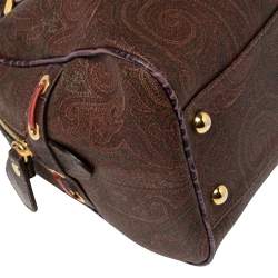 Etro Multicolor Paisley Print Coated Canvas and Leather Eyelet Satchel 