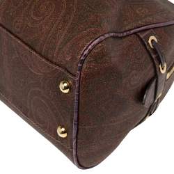 Etro Multicolor Paisley Print Coated Canvas and Leather Eyelet Satchel 
