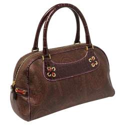Etro Multicolor Paisley Print Coated Canvas and Leather Eyelet Satchel 
