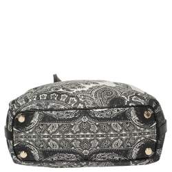 Pre Owned حقيبة يد إيترو سحاب جلد مطبوع بايزلي أبيض و أسود