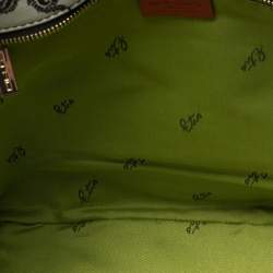 Pre Owned حقيبة يد إيترو سحاب جلد مطبوع بايزلي أبيض و أسود