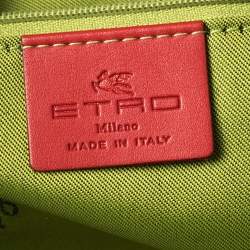 Pre Owned حقيبة يد إيترو سحاب جلد مطبوع بايزلي أبيض و أسود